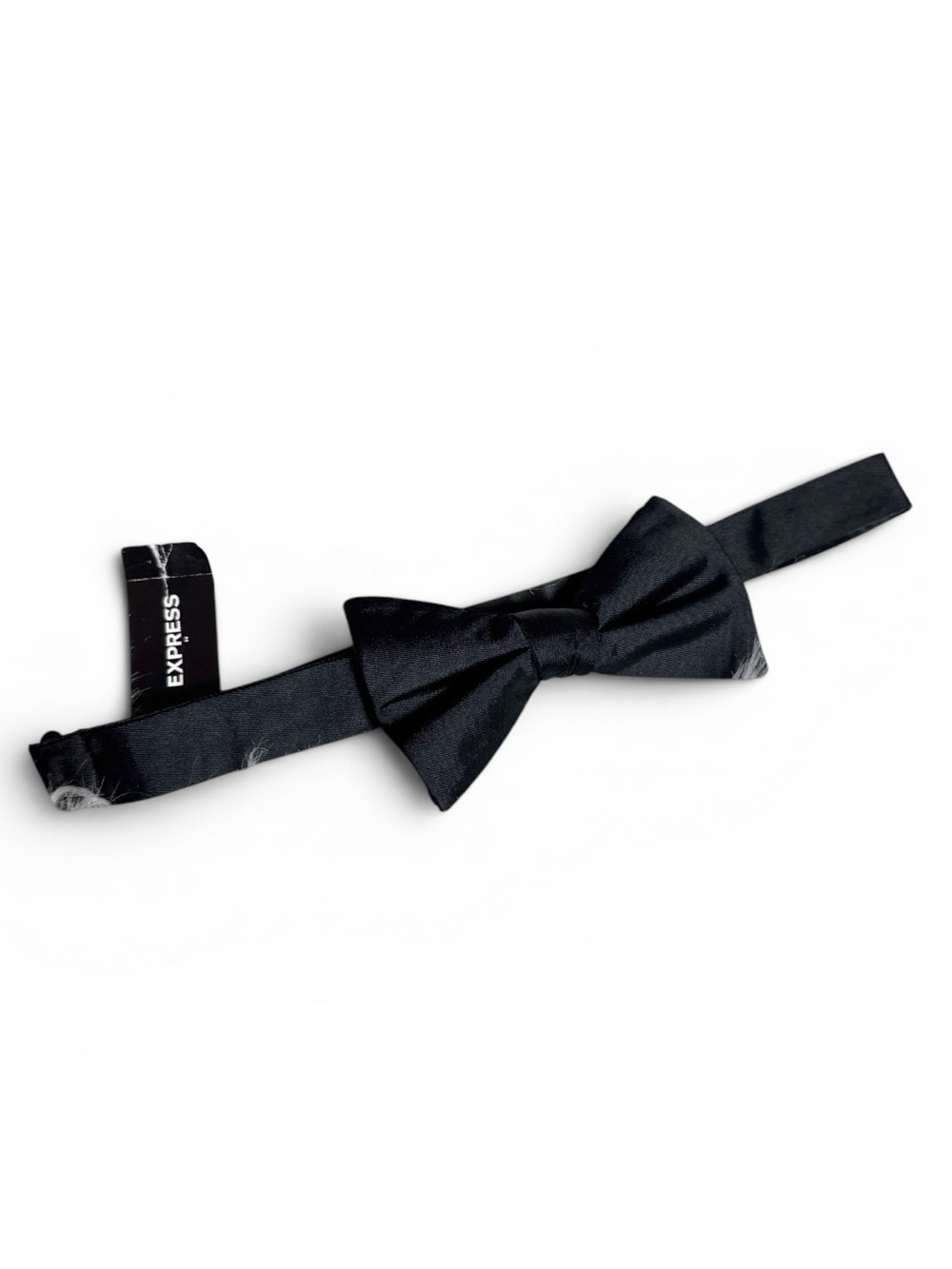 Express Men’s Satin Black Bow Tie Pre Tied Adjustable